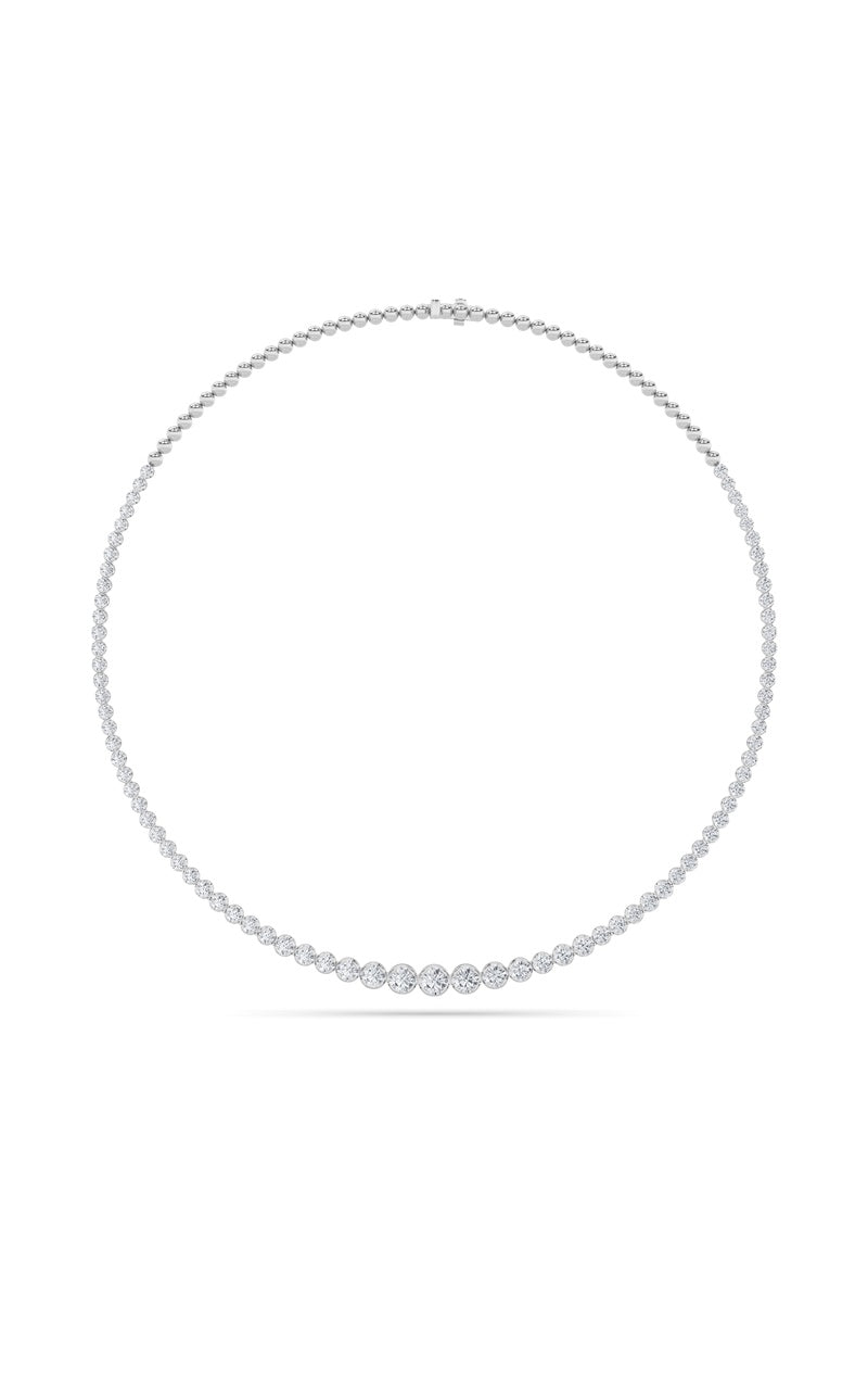 7CTW Round Shaped Lab Grown Diamond (F/VS) Graduating Half  Riviera Necklace in 14K Gold