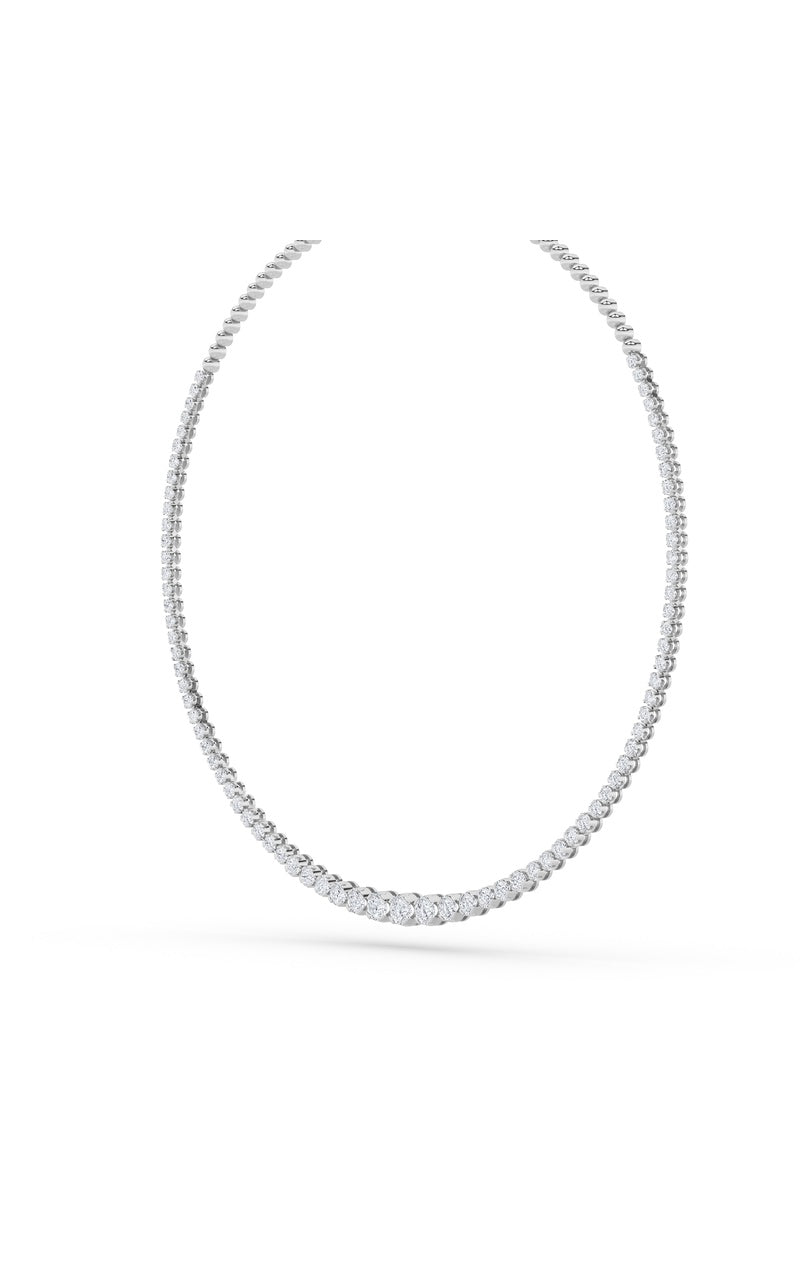 7Cttw Round Shaped Lab Grown Diamond (F/VS) Graduating Half  Riviera Necklace in 14K Gold