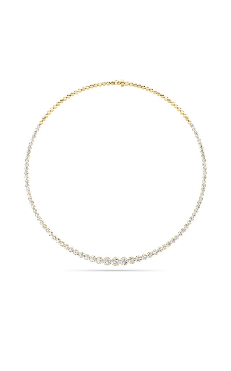 7CTW Round Shaped Lab Grown Diamond (F/VS) Graduating Half  Riviera Necklace in 14K Gold