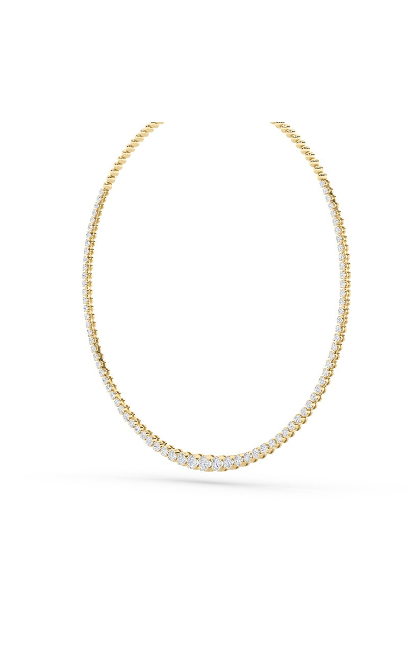 7CTW Round Shaped Lab Grown Diamond (F/VS) Graduating Half  Riviera Necklace in 14K Gold
