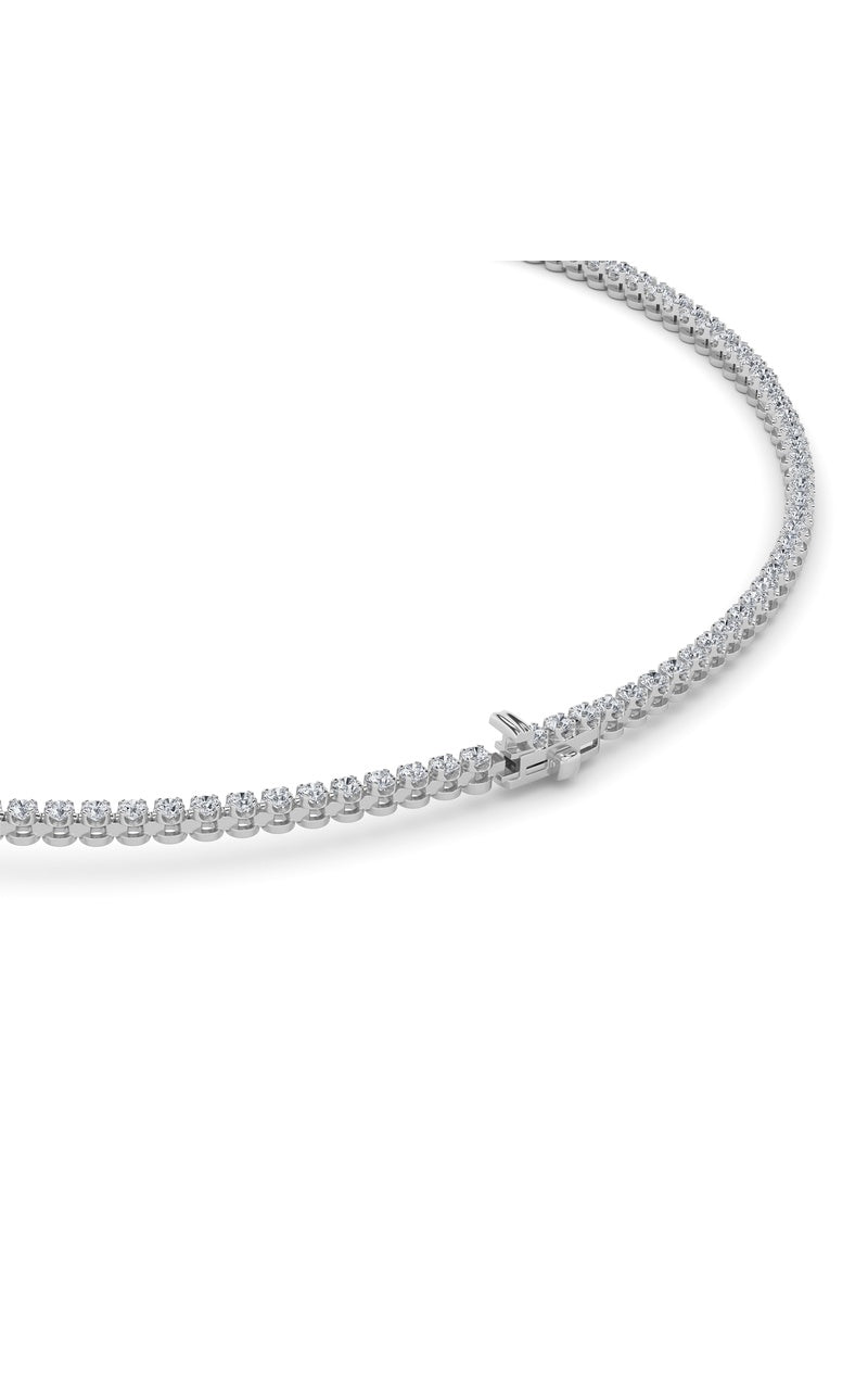 10CTW Round Shaped Lab Grown Diamond (F/VS) Graduating Full Riviera Necklace in 14K Gold