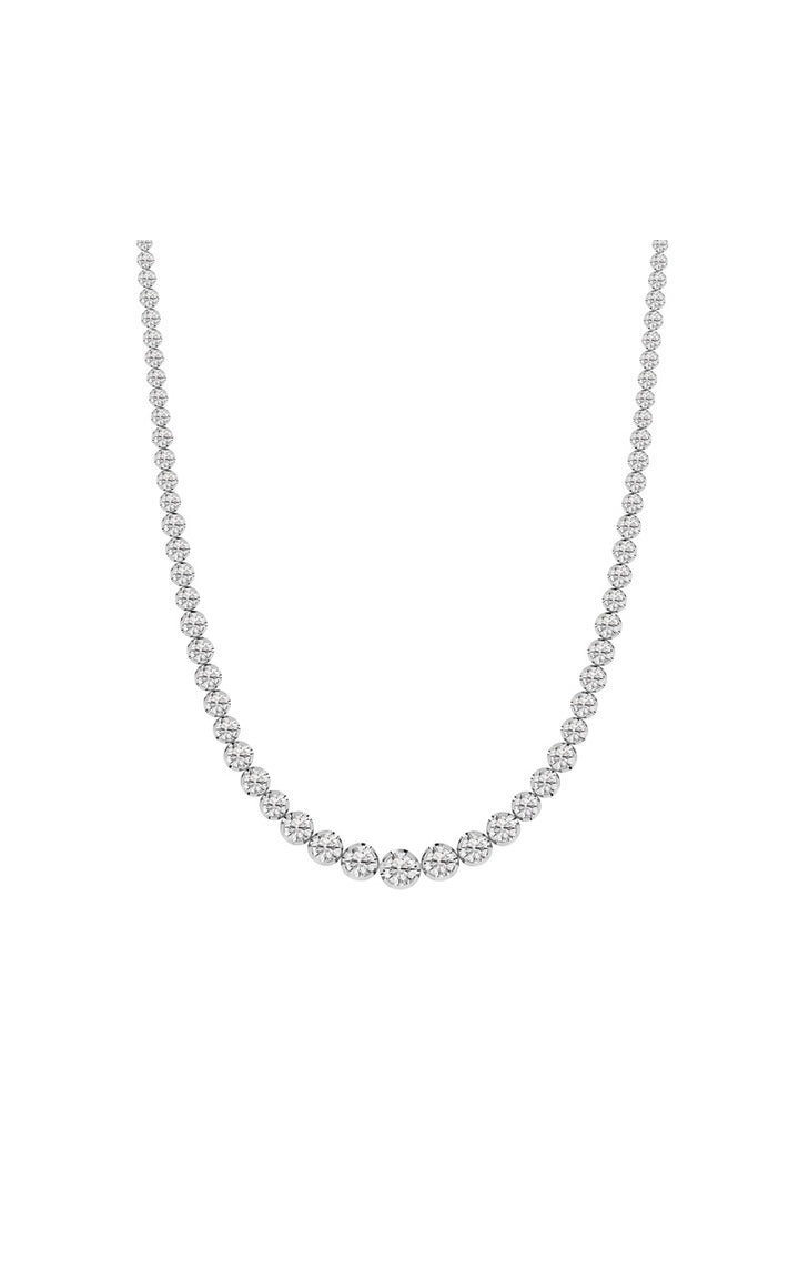15Cttw Round Shaped Lab Grown Diamond (F/VS) Graduating Full Riviera Necklace in 14K Gold