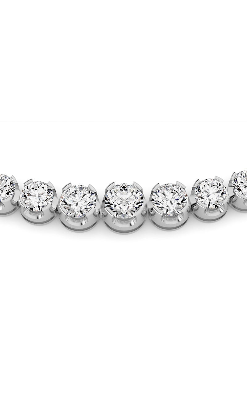 15Cttw Round Shaped Lab Grown Diamond (F/VS) Graduating Full Riviera Necklace in 14K Gold