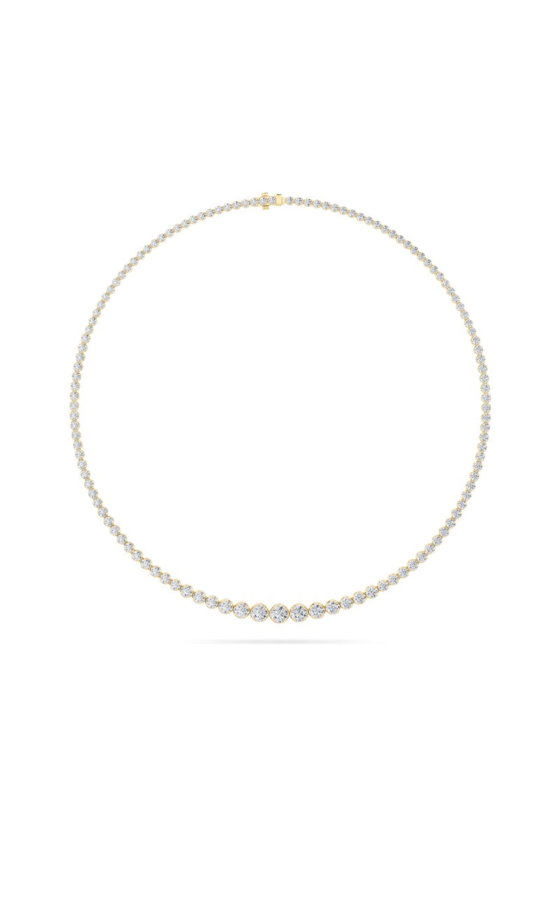 10Cttw Round Shaped Lab Grown Diamond (F/VS) Graduating Full Riviera Necklace in 14K Gold