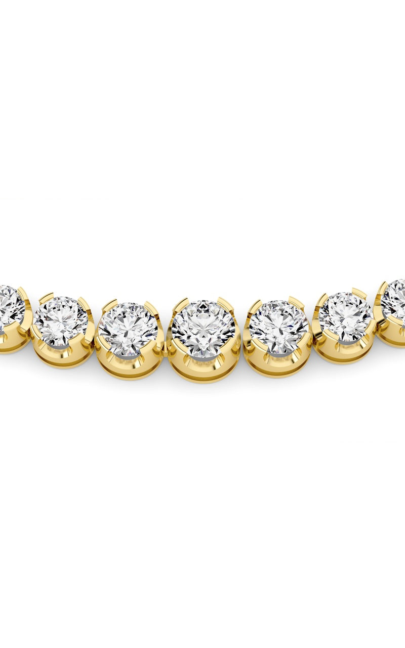 15CTW Round Shaped Lab Grown Diamond (F/VS) Graduating Full Riviera Necklace in 14K Gold