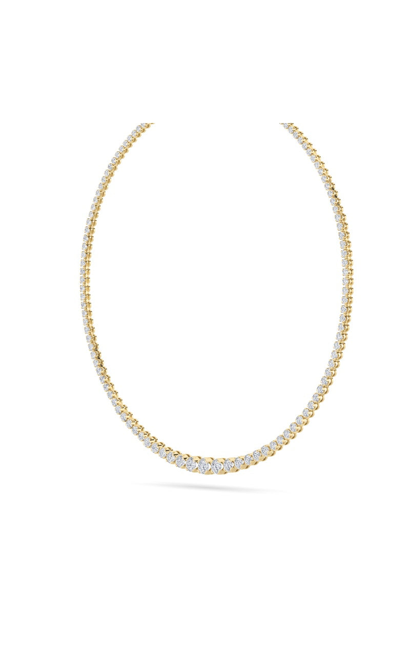 7Cttw Round Shaped Lab Grown Diamond (F/VS) Graduating Half Riviera Necklace in 14K Gold