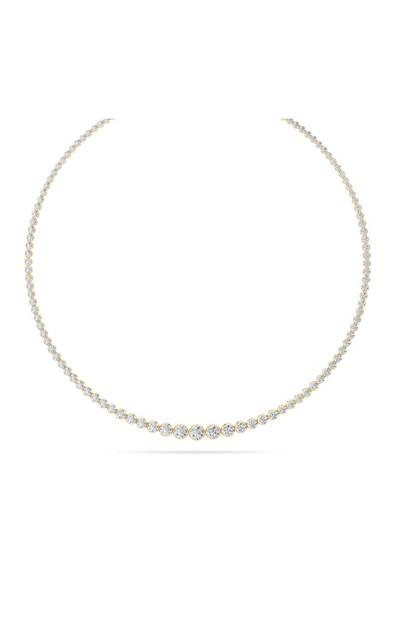 7Cttw Round Shaped Lab Grown Diamond (F/VS) Graduating Half Riviera Necklace in 14K Gold