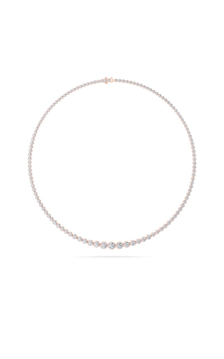 10Cttw Round Shaped Lab Grown Diamond (F/VS) Graduating Full Riviera Necklace in 14K Gold