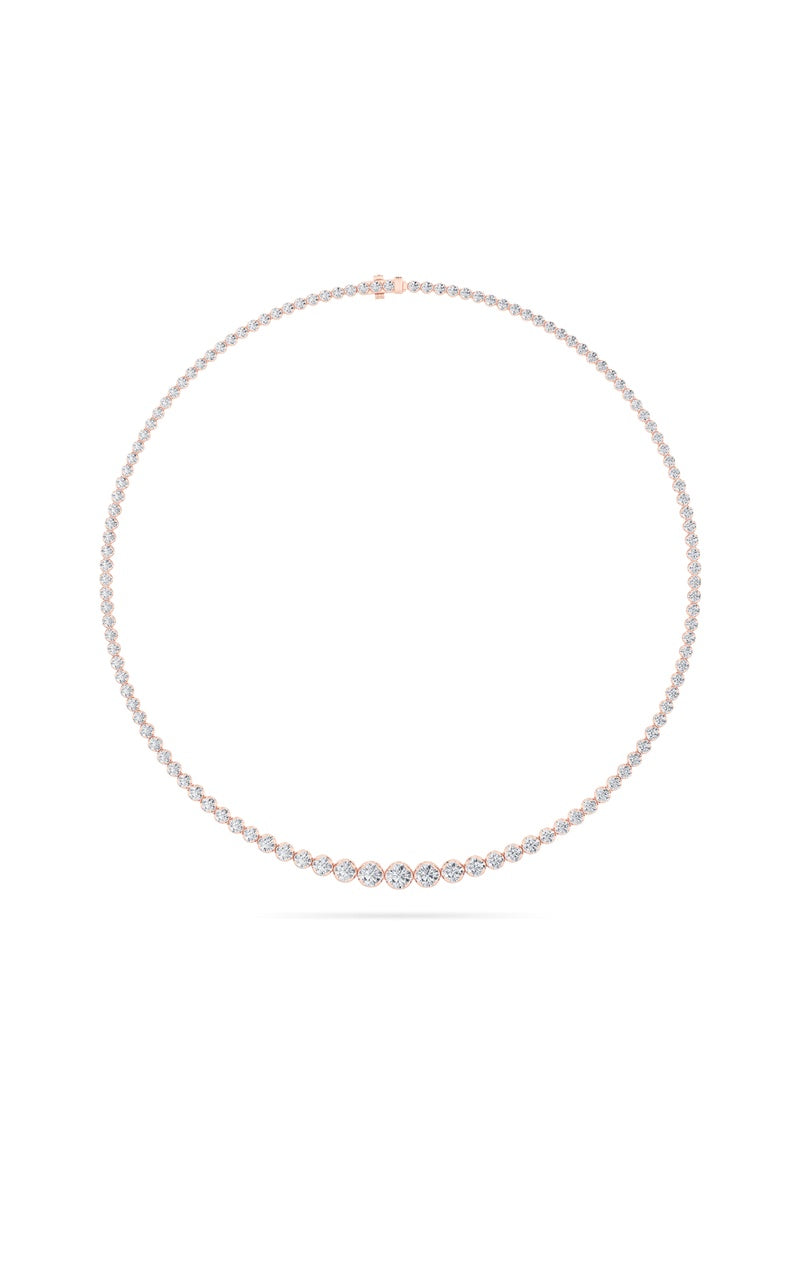7CTW Round Shaped Lab Grown Diamond (F/VS) Graduating Half Riviera Necklace in 14K Gold