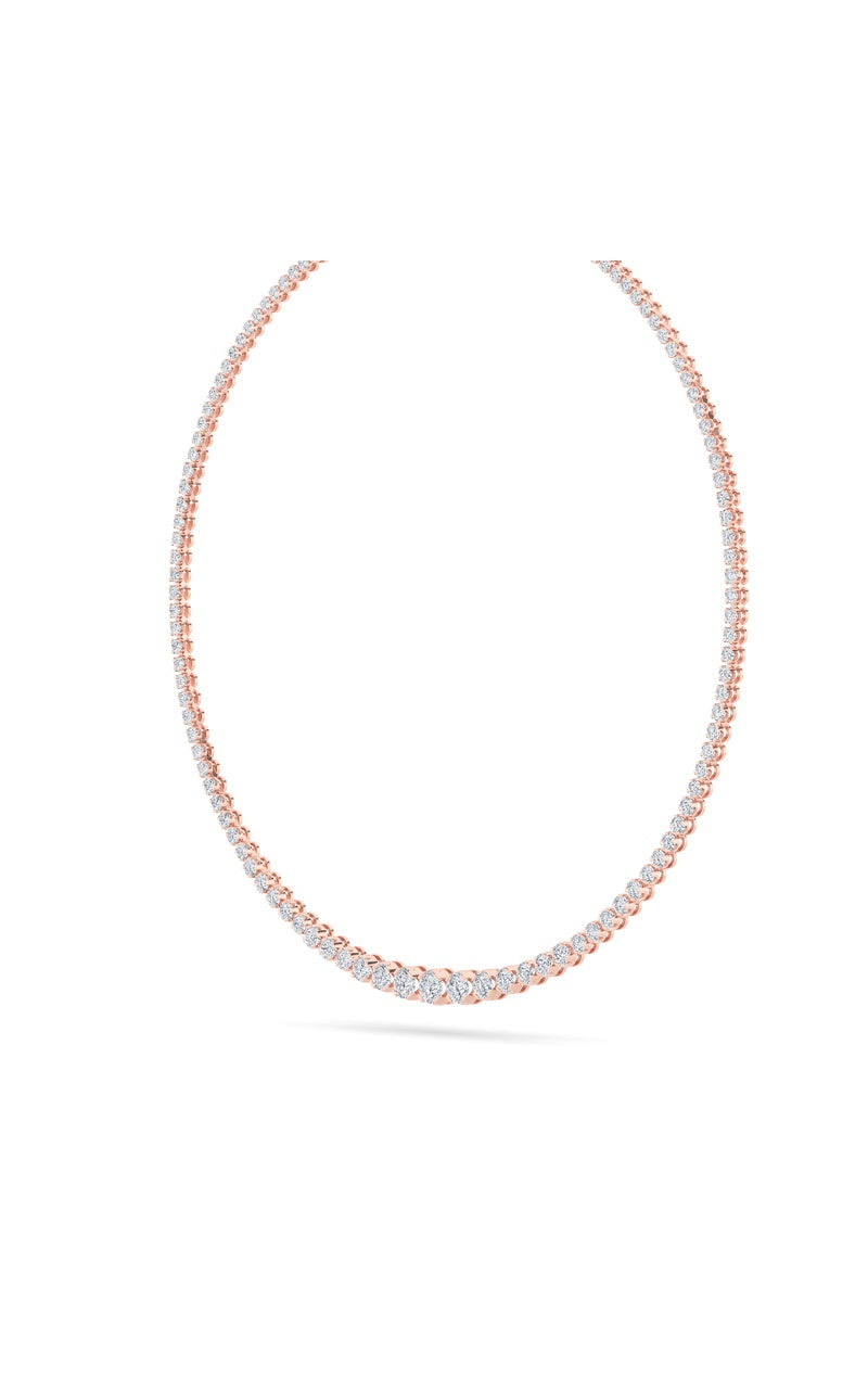 7CTW Round Shaped Lab Grown Diamond (F/VS) Graduating Half Riviera Necklace in 14K Gold