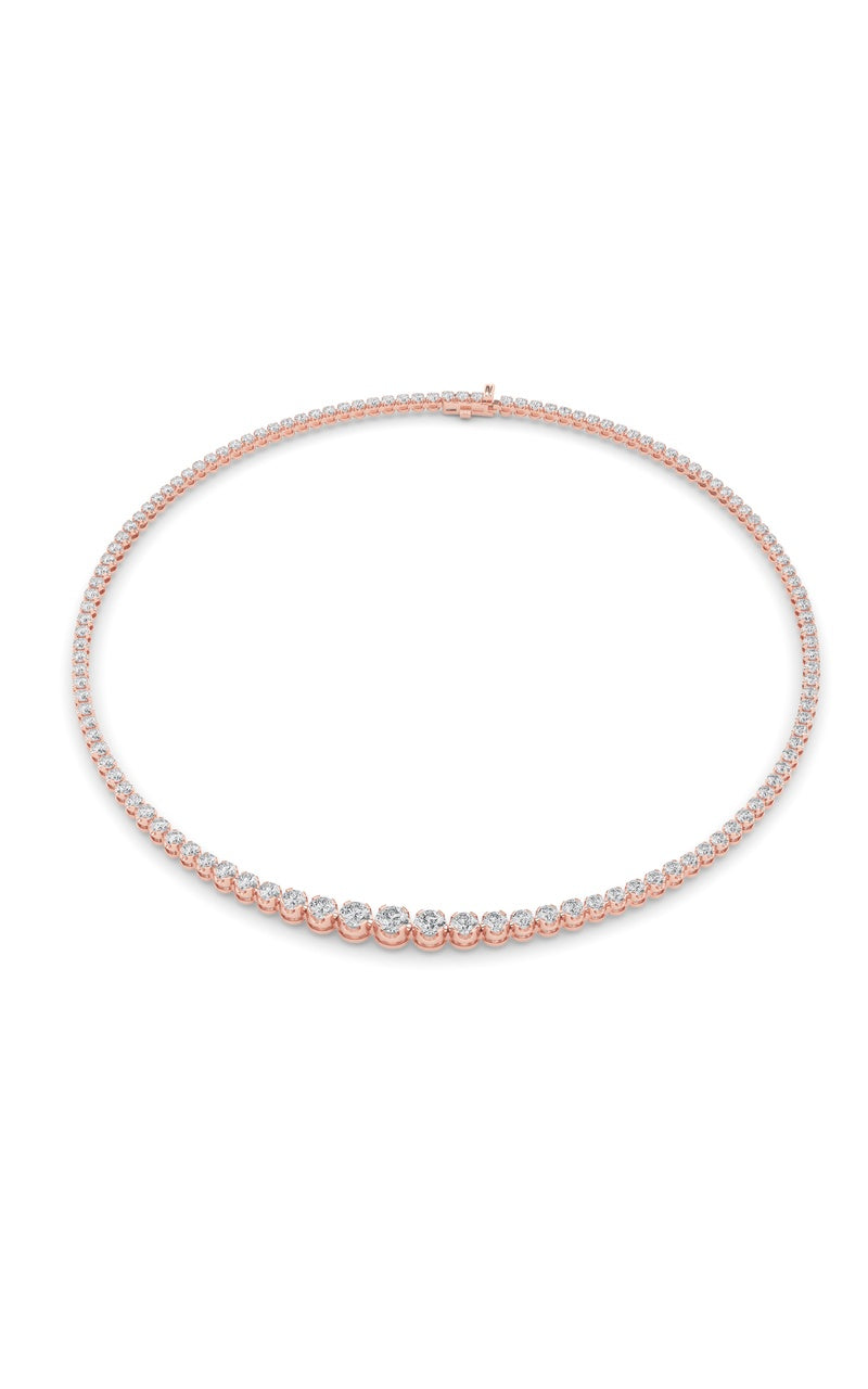 7Cttw Round Shaped Lab Grown Diamond (F/VS) Graduating Half Riviera Necklace in 14K Gold
