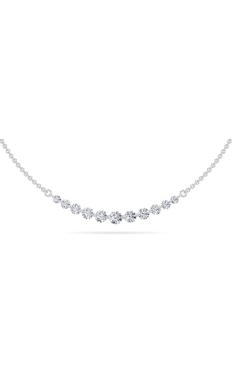 3CTW Round Shaped Lab Grown Diamond (F/VS) Graduating half    Necklace in 14K Gold