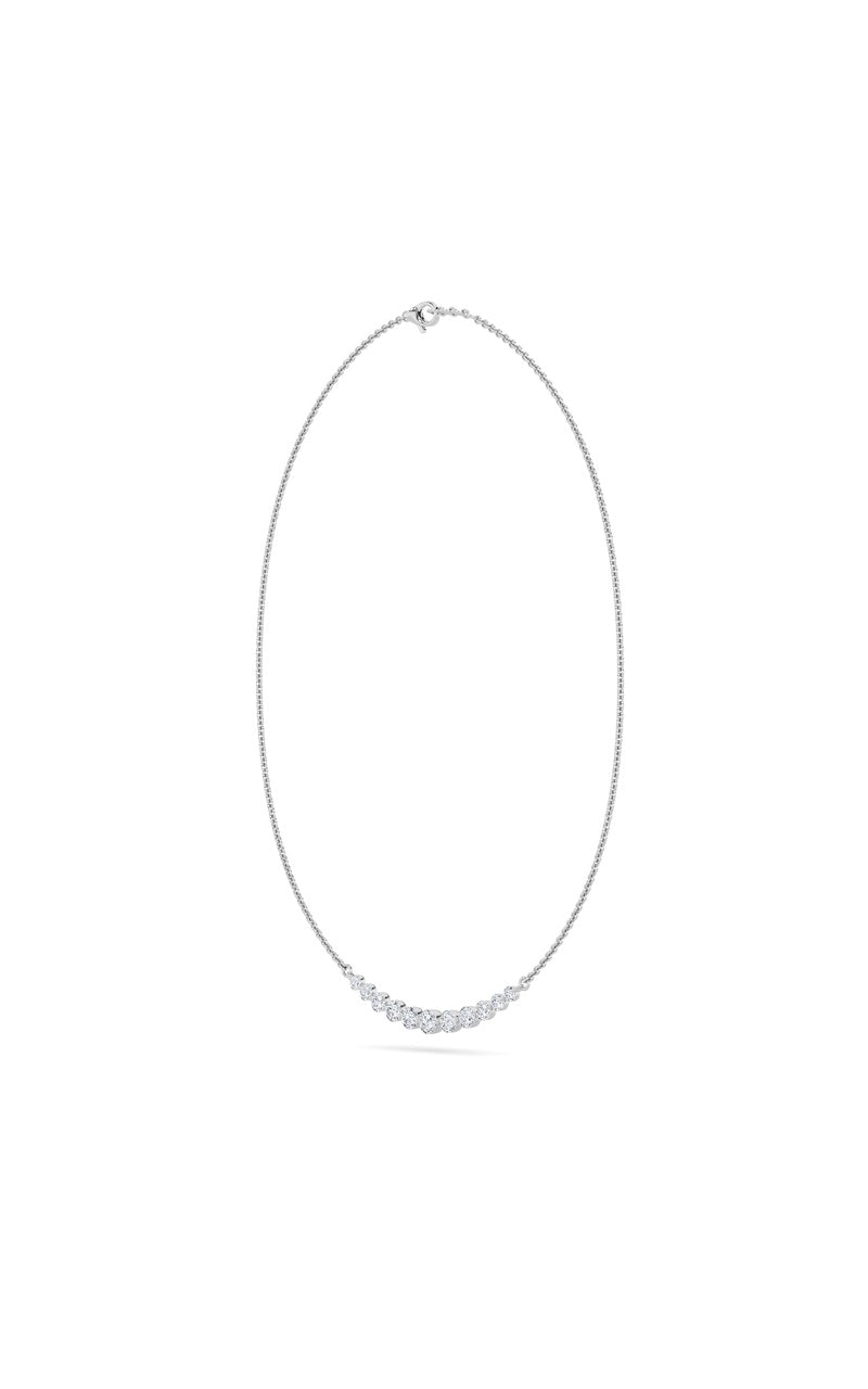 3Cttw Round Shaped Lab Grown Diamond (F/VS) Graduating half    Necklace in 14K Gold
