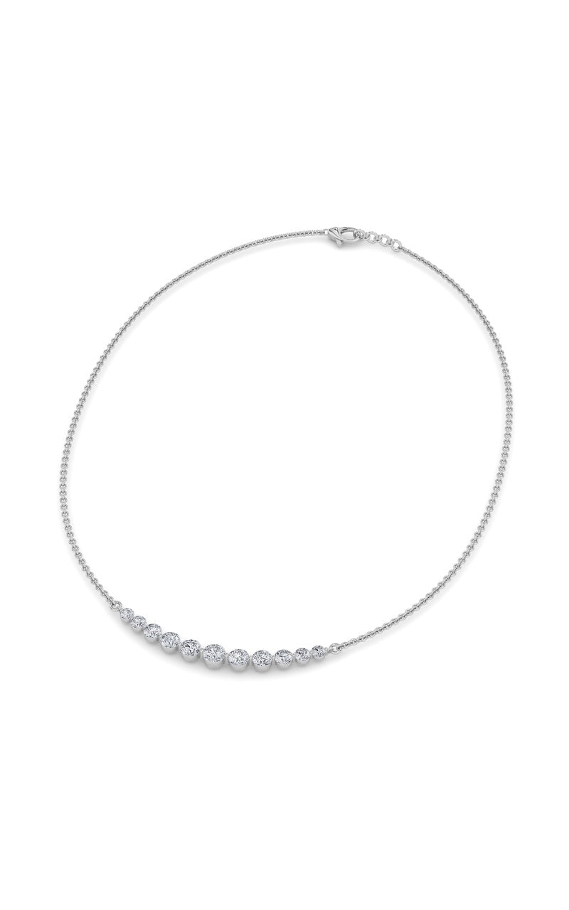 3CTW Round Shaped Lab Grown Diamond (F/VS) Graduating half    Necklace in 14K Gold