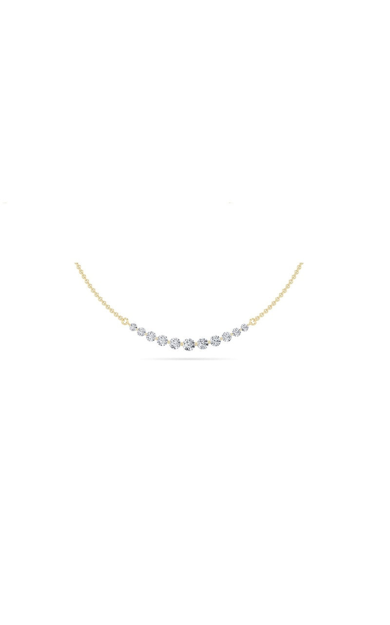 3CTW Round Shaped Lab Grown Diamond (F/VS) Graduating half    Necklace in 14K Gold