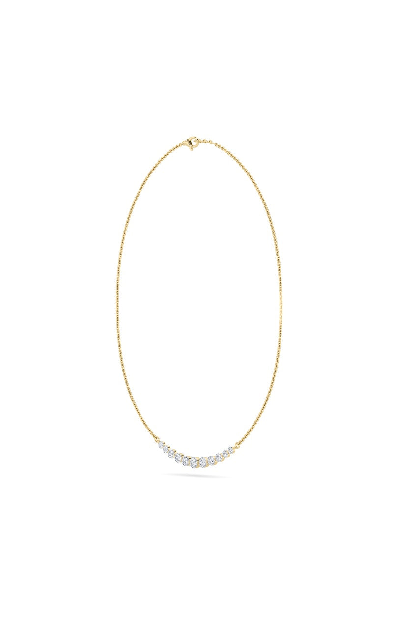 3Cttw Round Shaped Lab Grown Diamond (F/VS) Graduating half    Necklace in 14K Gold