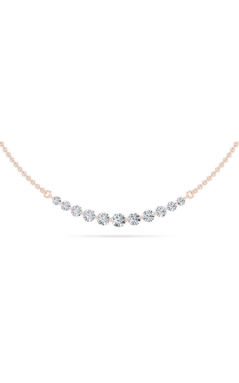 3CTW Round Shaped Lab Grown Diamond (F/VS) Graduating half    Necklace in 14K Gold