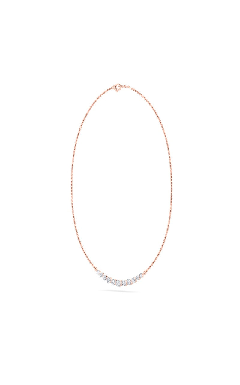 3CTW Round Shaped Lab Grown Diamond (F/VS) Graduating half    Necklace in 14K Gold