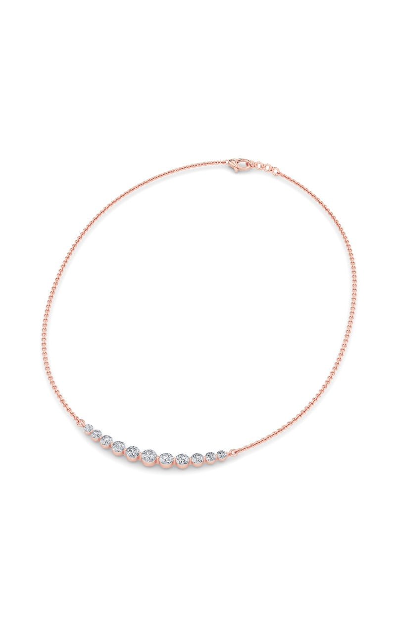 3Cttw Round Shaped Lab Grown Diamond (F/VS) Graduating half    Necklace in 14K Gold