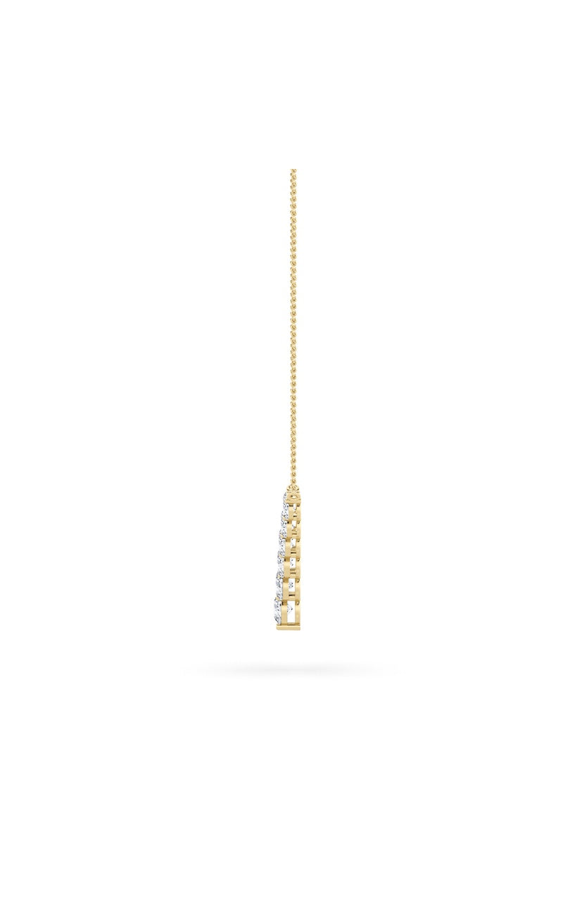 5Cttw Round Shaped Lab Grown Diamond (F/VS) Graduating V Necklace in 14K Gold