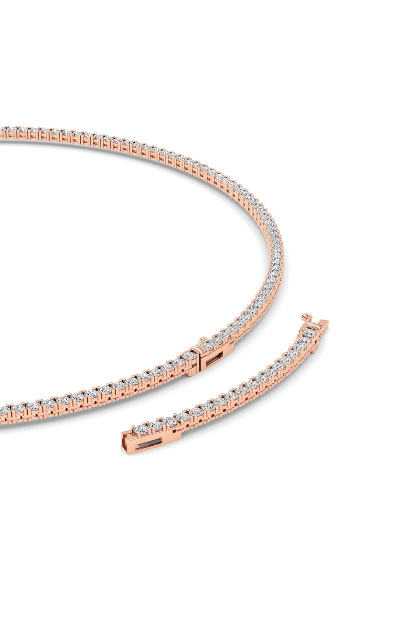 10Cttw Round Shaped Lab Grown Diamond (F/VS) Tennis Necklace in 14K White Gold