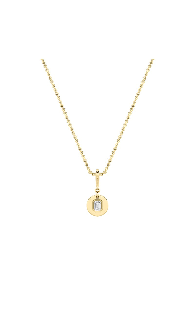 1Cttw Emerald Shaped Lab Grown Diamond (F/VS) DogTag Pendant in 14K Gold