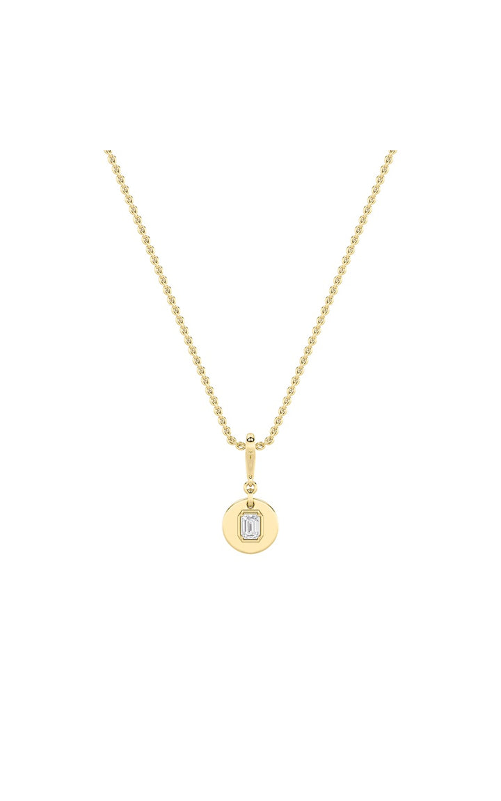 1Cttw Emerald Shaped Lab Grown Diamond (F/VS) DogTag Pendant in 14K Gold