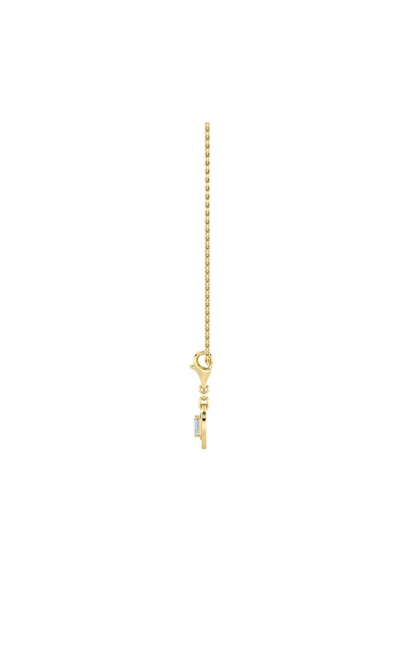 1Cttw Emerald Shaped Lab Grown Diamond (F/VS) DogTag Pendant in 14K Gold