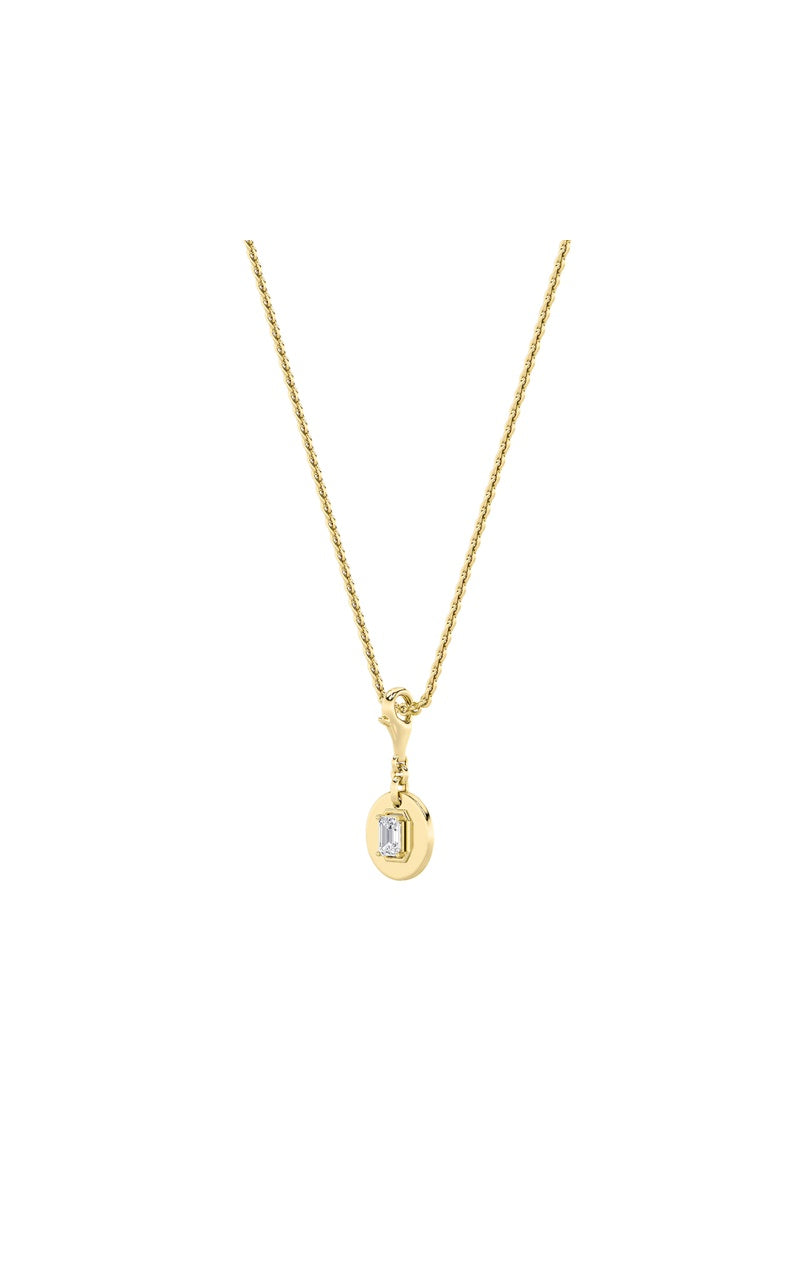 1Cttw Emerald Shaped Lab Grown Diamond (F/VS) DogTag Pendant in 14K Gold