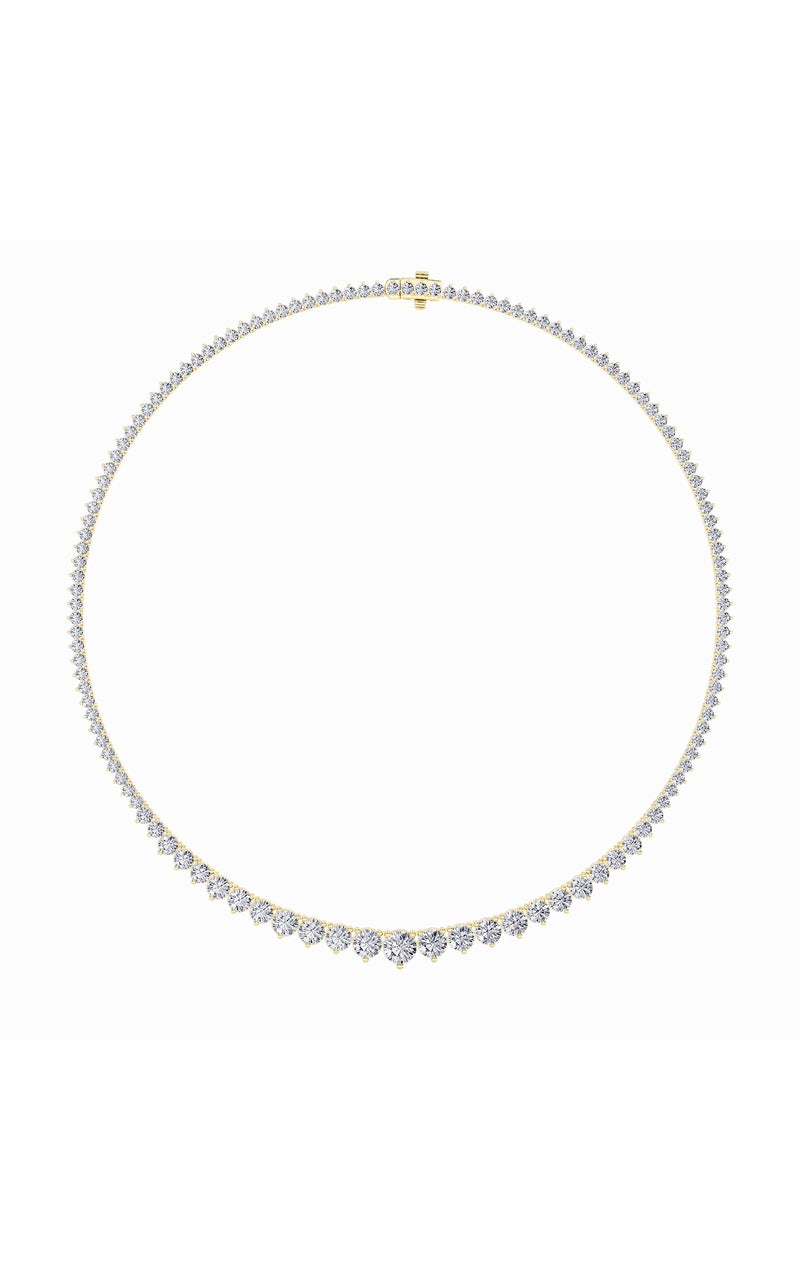 10Cttw Round Shaped Lab Grown Diamond (F/VS) ThreeProng Graduating Necklace in 14K Gold