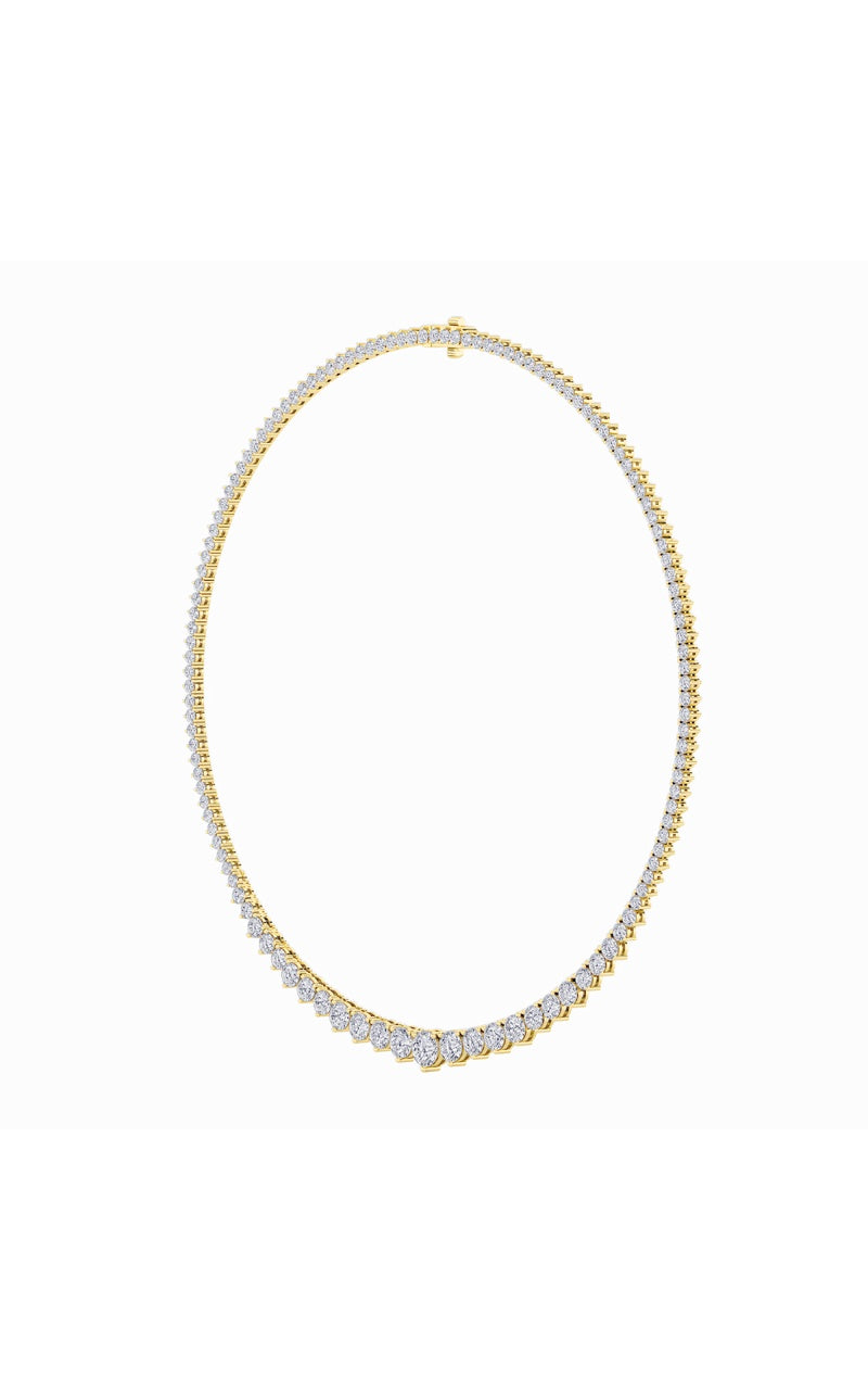 10CTW Round Shaped Lab Grown Diamond (F/VS) Three Prong Graduating Necklace in 14K Gold