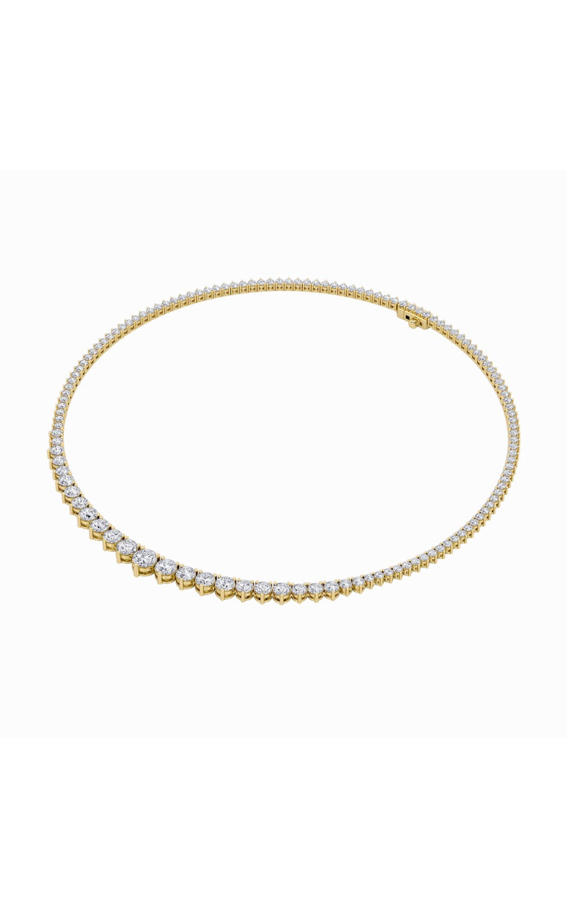 10Cttw Round Shaped Lab Grown Diamond (F/VS) ThreeProng Graduating Necklace in 14K Gold