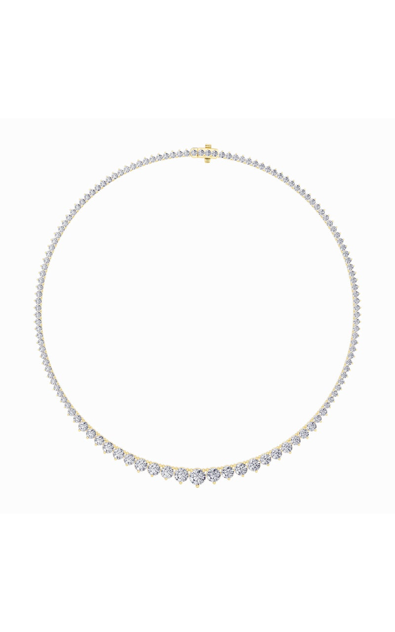 10Cttw Round Shaped Lab Grown Diamond (F/VS) ThreeProng Graduating Necklace in 14K Gold