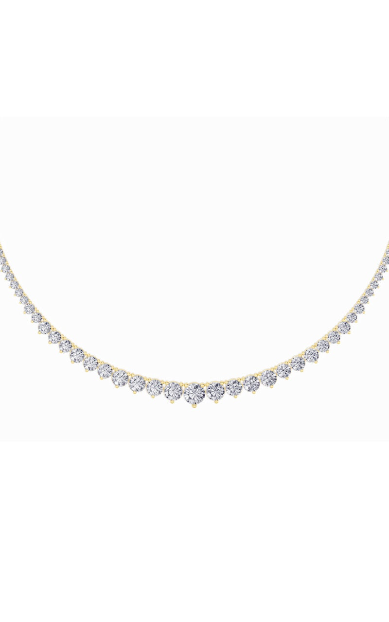 15Cttw Round Shaped Lab Grown Diamond (F/VS) ThreeProng Graduating Necklace in 14K Gold