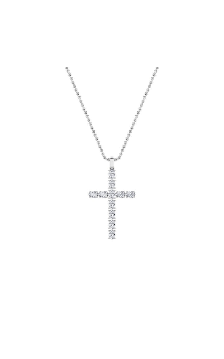 2Cttw Oval Shaped Lab Grown Diamond (F/VS) Cross Pendant in 14K Gold