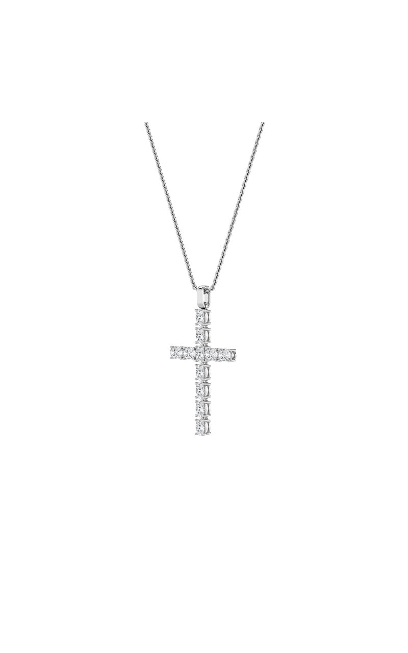 2Cttw Oval Shaped Lab Grown Diamond (F/VS) Cross Pendant in 14K Gold