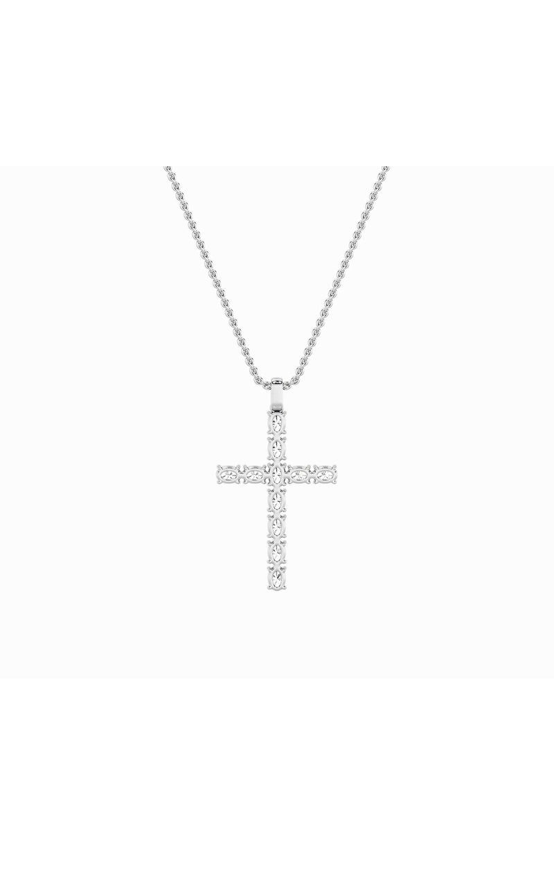 2Cttw Oval Shaped Lab Grown Diamond (F/VS) Cross Pendant in 14K Gold