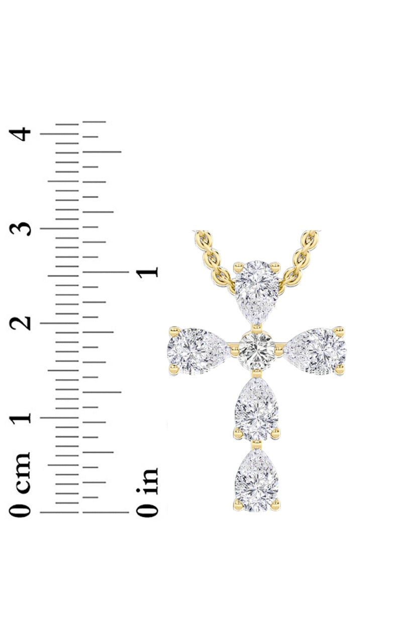 2.5Cttw Pear Shaped Lab Grown Diamond (F/VS) CrossPendant in 14K Gold