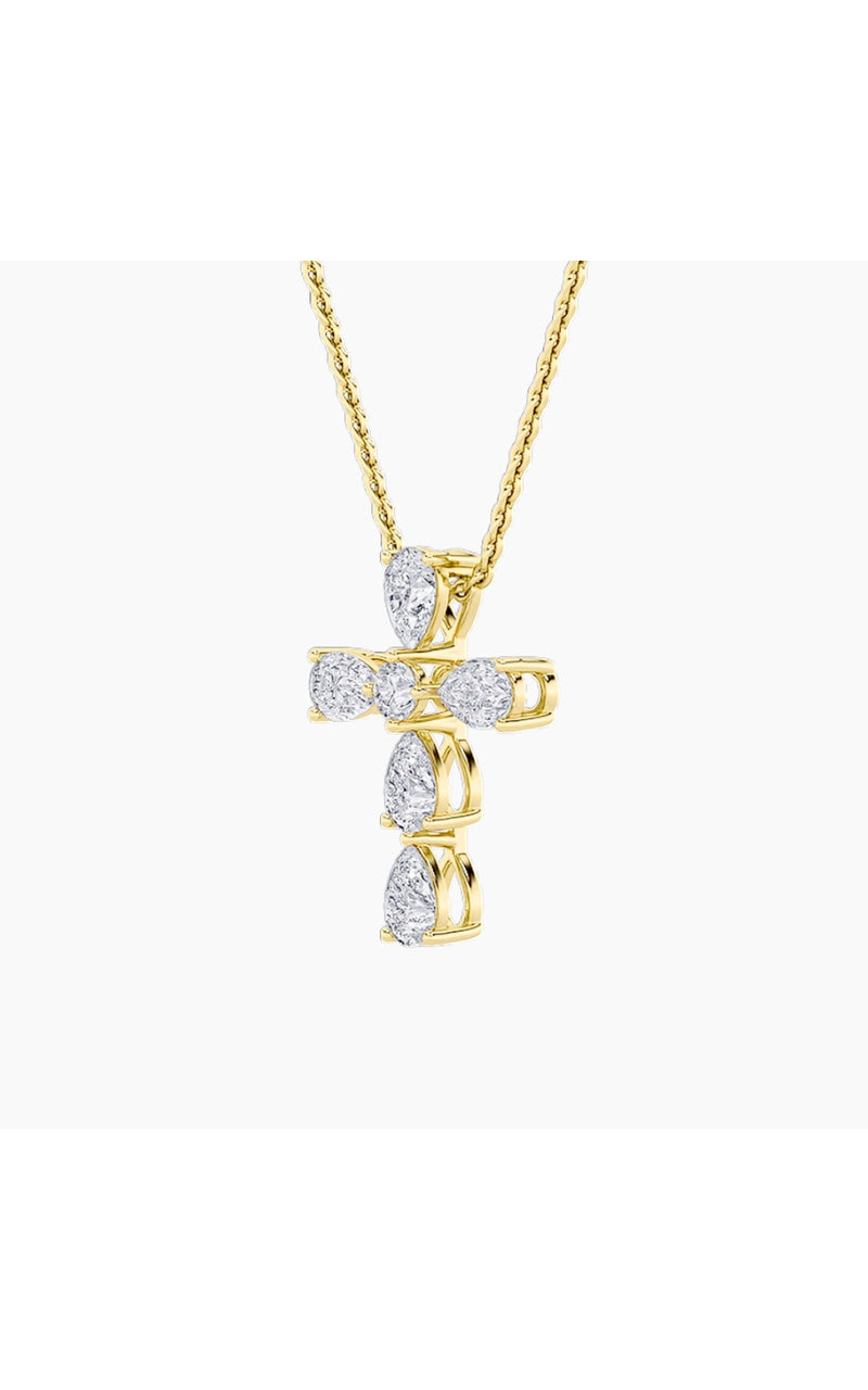 2.75Cttw Pear Shaped Lab Grown Diamond (F/VS) Cross Pendant in 14K Gold