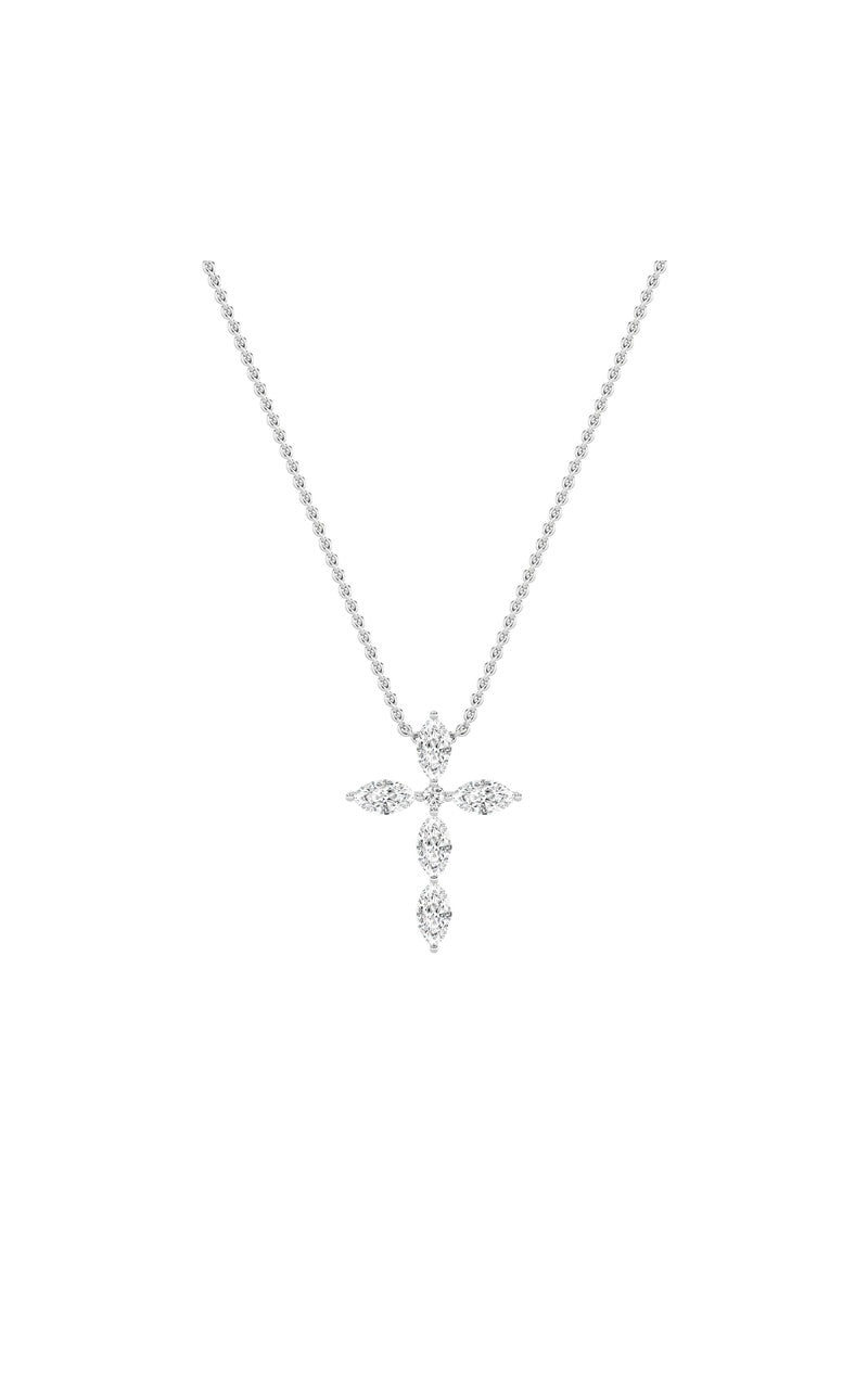 2CTW Marquise Shaped Lab Grown Diamond (F/VS) Cross Pendant in 14K Gold