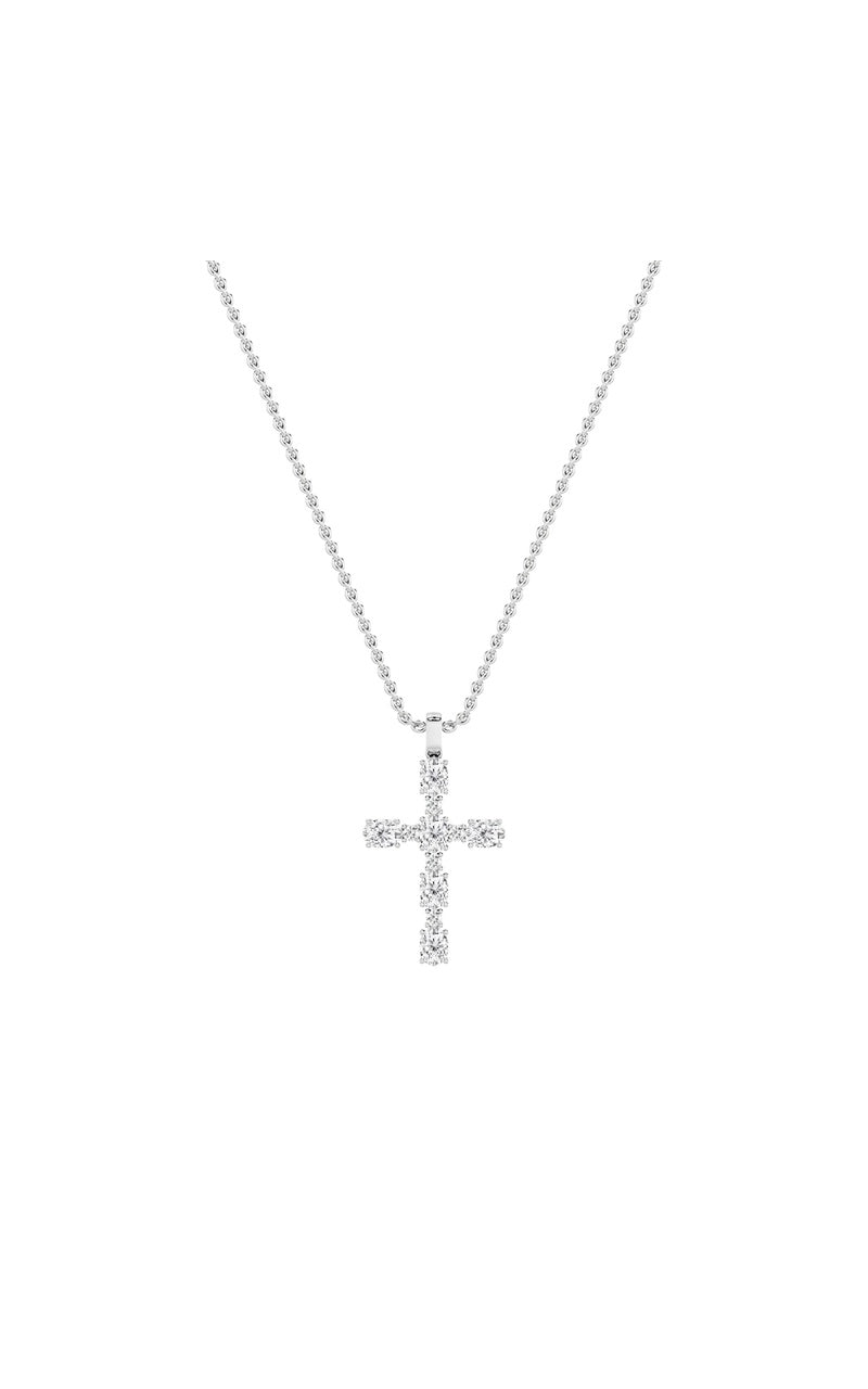 2Cttw Oval Shaped Lab Grown Diamond (F/VS) Cross Pendant in 14K Gold