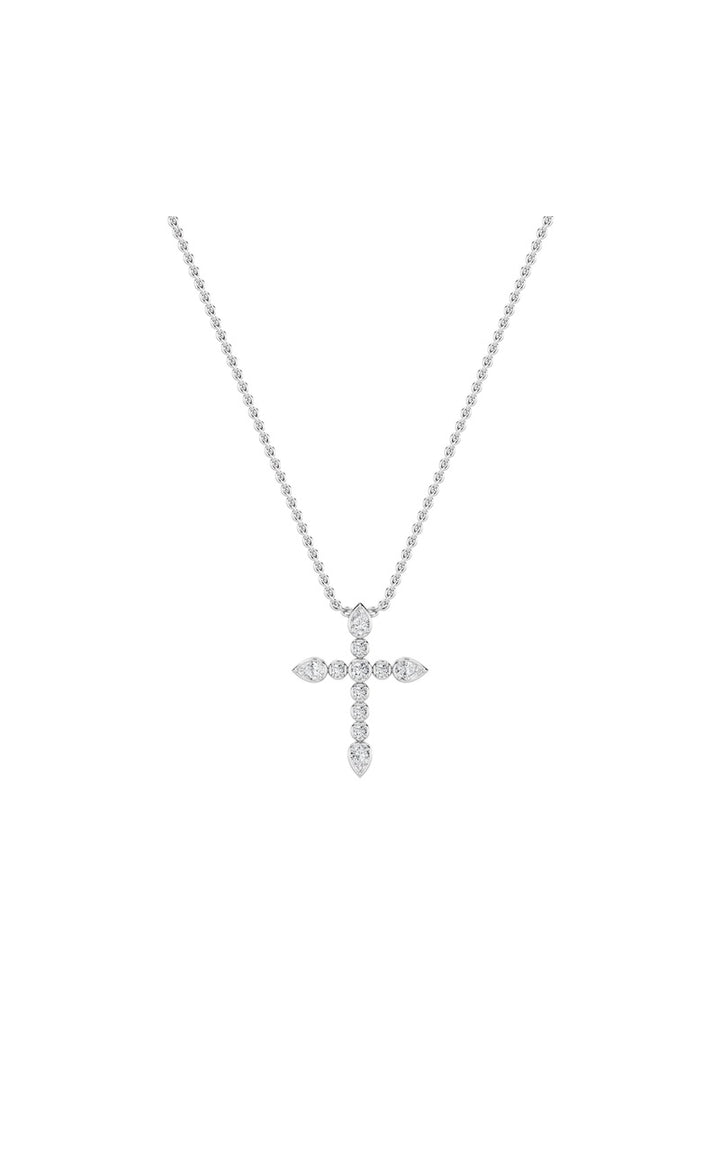 1.5Cttw Pear Shaped Lab Grown Diamond (F/VS) CrossPendant in 14K Gold