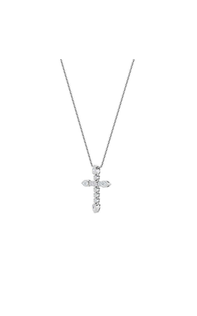 1.5Cttw Pear Shaped Lab Grown Diamond (F/VS) CrossPendant in 14K Gold