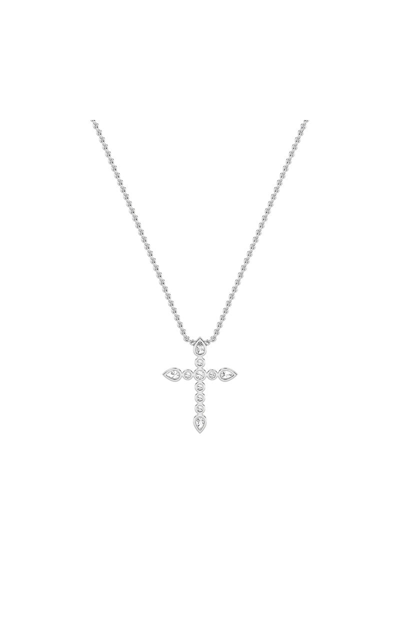 1.5Cttw Pear Shaped Lab Grown Diamond (F/VS) Cross Pendant in 14K Gold