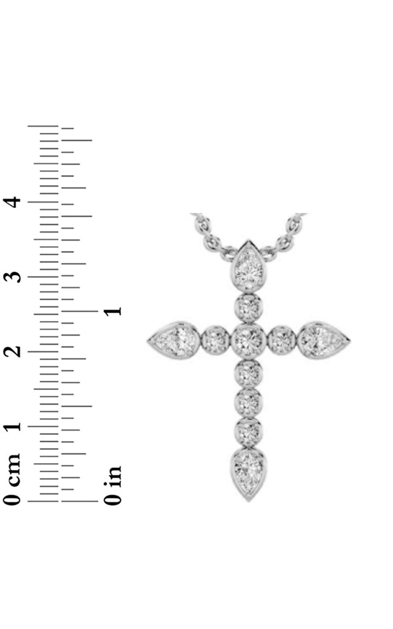 1.5Cttw Pear Shaped Lab Grown Diamond (F/VS) Cross Pendant in 14K Gold