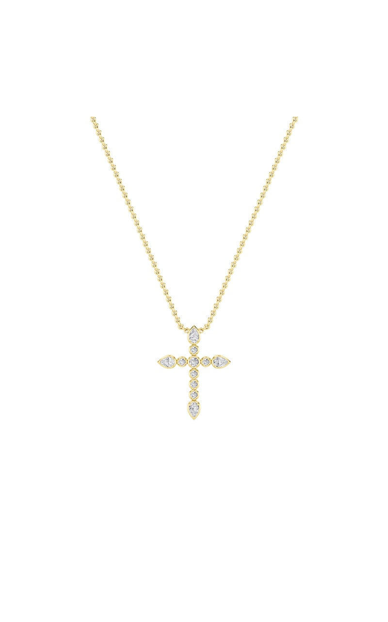 1.5Cttw Pear Shaped Lab Grown Diamond (F/VS) CrossPendant in 14K Gold