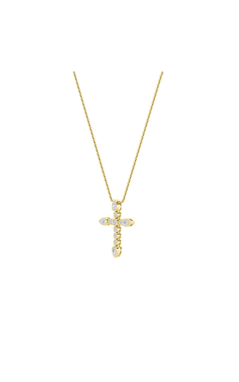 1.5Cttw Pear Shaped Lab Grown Diamond (F/VS) Cross Pendant in 14K Gold