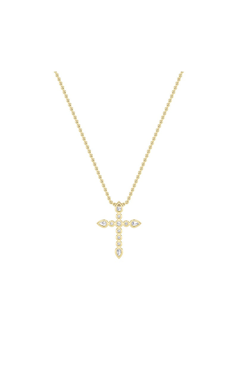 1.5Cttw Pear Shaped Lab Grown Diamond (F/VS) CrossPendant in 14K Gold
