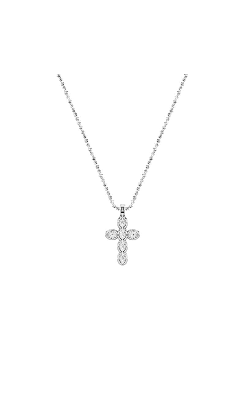 3Cttw Oval Shaped Lab Grown Diamond (F/VS) Cross Pendant in 14K Gold