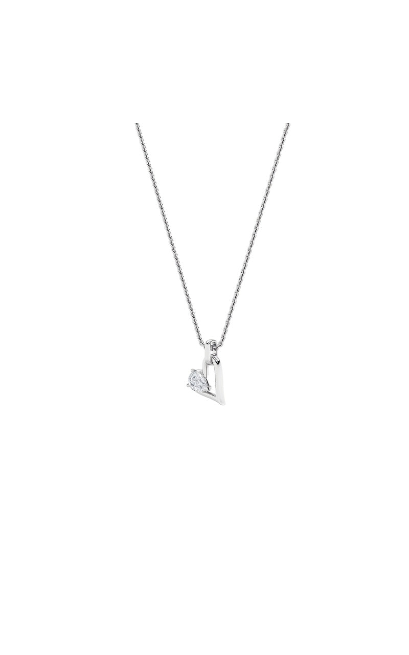 1Cttw Pear Shaped Lab Grown Diamond (F/VS) Heart Shaped Dangle Pendant in 14K Gold